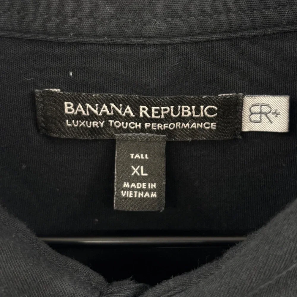 Banana Republic Luxury Touch Performance Polo Shirt Mens XL Tall‎ Black Pocket